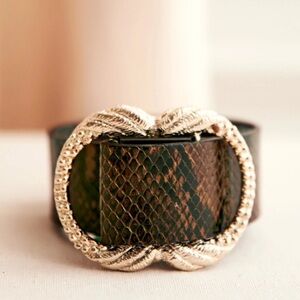 Sezane Artemis Kaki Python snakeskin